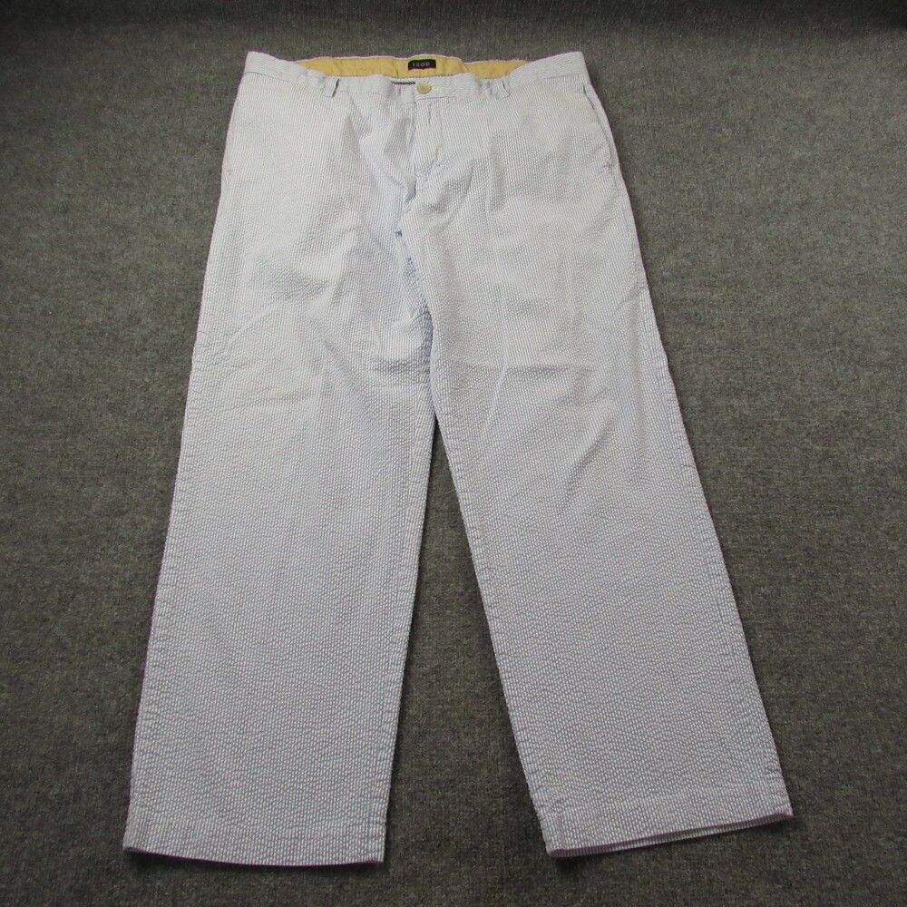 Izod Pants Mens‎ 40x30 Blue Seersucker Classic Casual Southern Preppy Outdoors